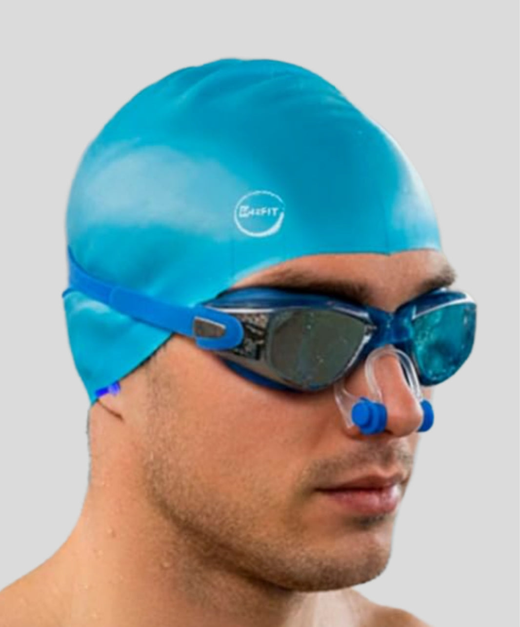 Kit Goggles-Gorro-Clip de Nariz Azul